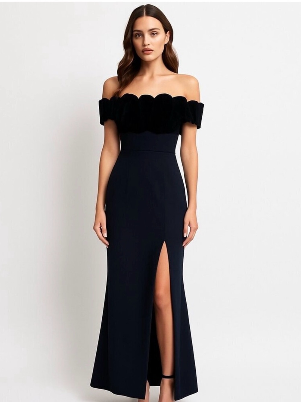 Vintage Saks Fifth Avenue Strapless Velvet & Satin Gown | Tomasz Starzewski | 8 - Picture 1 of 10